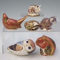Lot 195 - Six Royal Crown Derby paperweights.