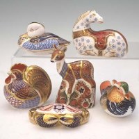 Lot 196 - Six Crown Derby paperweights.