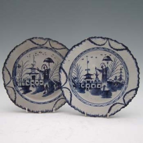 Lot 219 - Pair of pearlware plates circa 1780