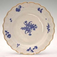 Lot 220 - Worcester plate painted with dry blue flora.