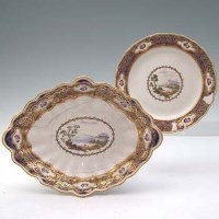 Lot 221 - Derby lozenge shape footed dish painted by