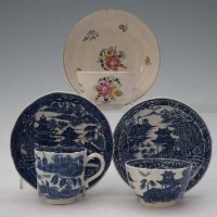 Lot 222 - Caughley cup and saucer and a tea bowl and saucer, also a Caughley Coalport tea bowl and saucer.
