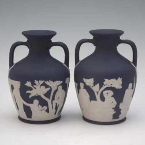 Lot 232 - Pair of Wedgwood Portland vases   typical white