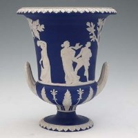 Lot 234 - Large Wedgwood blue jasper dip campana shape vase