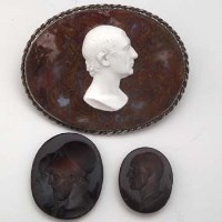 Lot 259 - White glass portrait of a gentleman and two intaglios