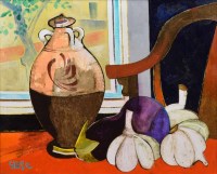 Lot 320 - Geoffrey Key (1941-), "Aubergine with Garlic II"