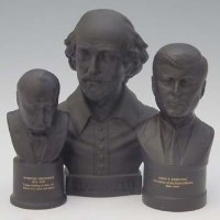 Lot 271 - Three Wedgwood black basalt busts   to include