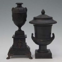 Lot 276 - Two Wedgwood black basalt vases   the first circa