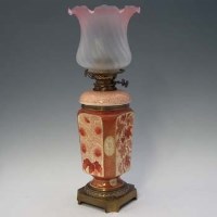 Lot 282 - Wedgwood oil lamp   of square section decorated