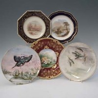 Lot 312 - Five Wedgwood hand painted plates,   one painted