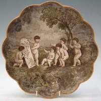 Lot 313 - Wedgwood lobed dish signed E. Lessore  painted