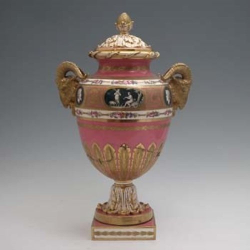 Lot 323 - Minton twin handled lidded vase signed L Boullemier circa 1900
