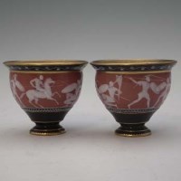 Lot 324 - Pair of Mintons pate sur pate vases   decorated