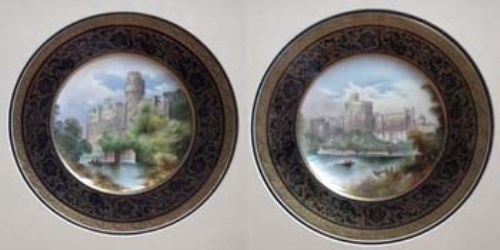Lot 331 - Two Minton framed plaques signed A.