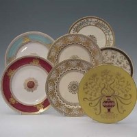 Lot 332 - Five Minton cabinet plates and two Wedgwood plates