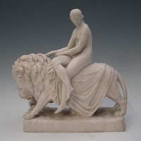Lot 337 - Minton Parian figure of Una and the Lion after