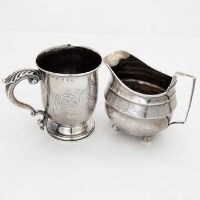 Lot 358 - George III silver milk jug and a Victorian silver mug (2).