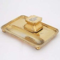 Lot 365 - Silver gilt desk stand.