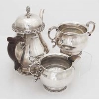 Lot 370 - Silver three piece tea set