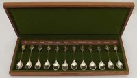 Lot 373 - Cased set of twelve silver R.H.S. spoons.