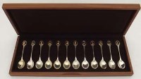 Lot 374 - Cased set of twelve silver R.S.P.B. spoons.