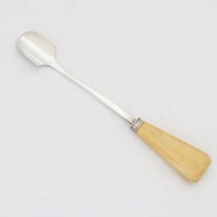 Lot 403 - George III silver and ivory cheese scoop, maker