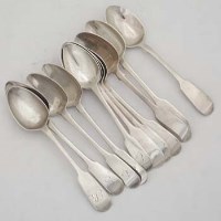 Lot 405 - Set of six Victorian silver fiddle pattern