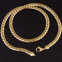 Lot 447 - 9ct gold flat curb necklace.