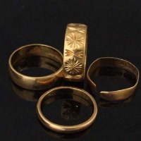 Lot 468 - Four 22ct gold rings.