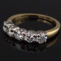 Lot 501 - 18ct gold five-stone diamond ring.