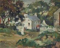 Lot 554 - John H. Nicholson, Manx Farm, oil.