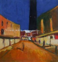 Lot 569 - Paul Bassingthwaighte, Blackpool Tower, Night, oil.