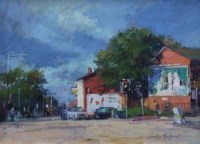 Lot 571 - Gordon Radford, Oldham street scene, oil.