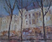 Lot 608 - Peter Thorneycroft M.P., Paris street scene, oil.