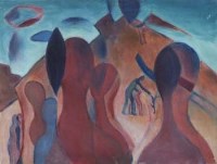 Lot 610 - Evan Walters, Figures in a landscape, oil.