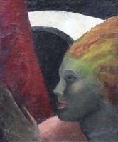 Lot 622 - English School, Art deco style female portrait, oil.