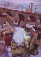 Lot 623 - Bohuslav Barlow, The Red Viaduct, oil.