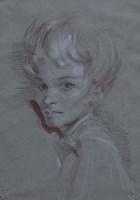 Lot 629 - Stephen Ward, Female portrait, crayon and wash.