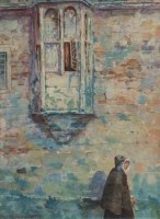 Lot 637 - Oswald Garside, The Oriel Window, watercolour.