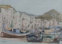 Lot 638 - Karl Hagedorn, Continental harbour scene, watercolour.