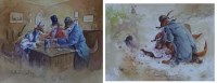 Lot 652 - Jonathan Walker, The Bad Pint  and The Bunny Huggers, watercolour (2).