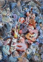 Lot 657 - Jiri Borsky, Musicans, watercolour.