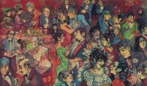 Lot 669 - Pat Cooke, Liverpool Wedding Reception, watercolour.