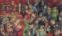 Lot 669 - Pat Cooke, Liverpool Wedding Reception, watercolour.