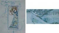 Lot 672 - Leon Victor Solon Exhibition cover for Hanley Society of Arts and Crafts 1899 and another, watercolour (2).