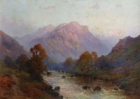 Lot 684 - Alfred Fontville de Breanski Junior, Evening on a Perthshire River, oil.