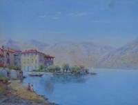 Lot 729 - Claude Rowbotham, Casarico, Lake Lugano, watercolour.
