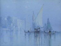 Lot 731 - A. Cooper, Continental scenes with various shipping, watercolour (2).