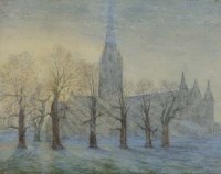 Lot 732 - William Callow, Salisbury Cathedral - Morning, watercolour.