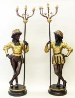 Lot 760 - Pair of large bronze standing figures